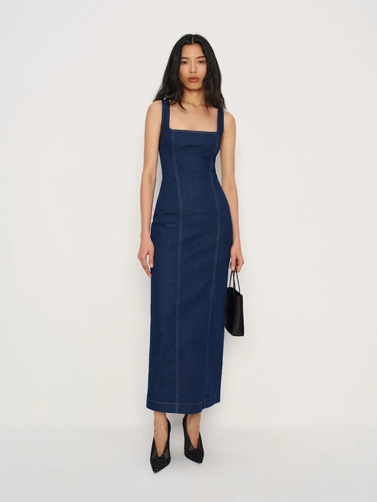 Reformation Dresses & Skirts - Reformation Gladys Super Stretch Denim Middi Dress